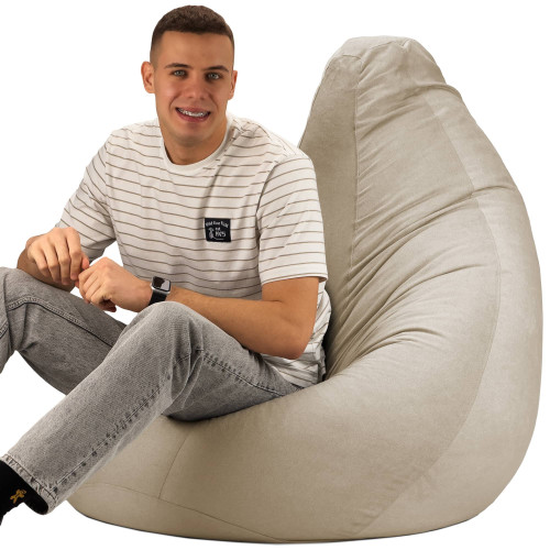 Кресло Мешок Груша Велюр Touch Большой Бежевый