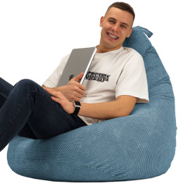 Кресло Мешок Груша Велюр Soft Стандарт+ Голубой