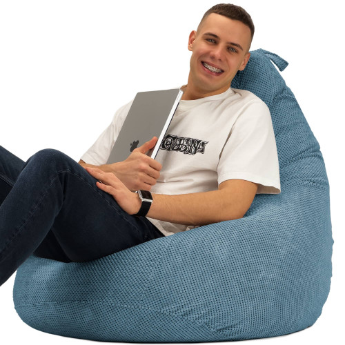 Кресло Мешок Груша Велюр Soft Стандарт+ Голубой