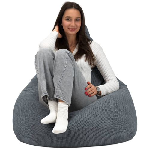 Кресло Мешок Груша Велюр Soft Стандарт+ Серый