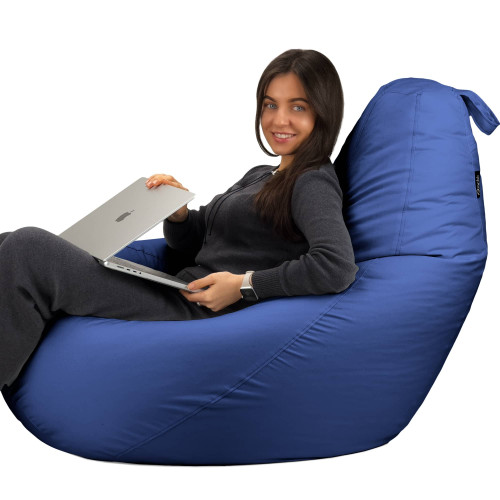 Кресло Мешок Груша БЕЗ Наполнителя Оксфорд Большой Синий (Внешний + внутренний чехлы)
